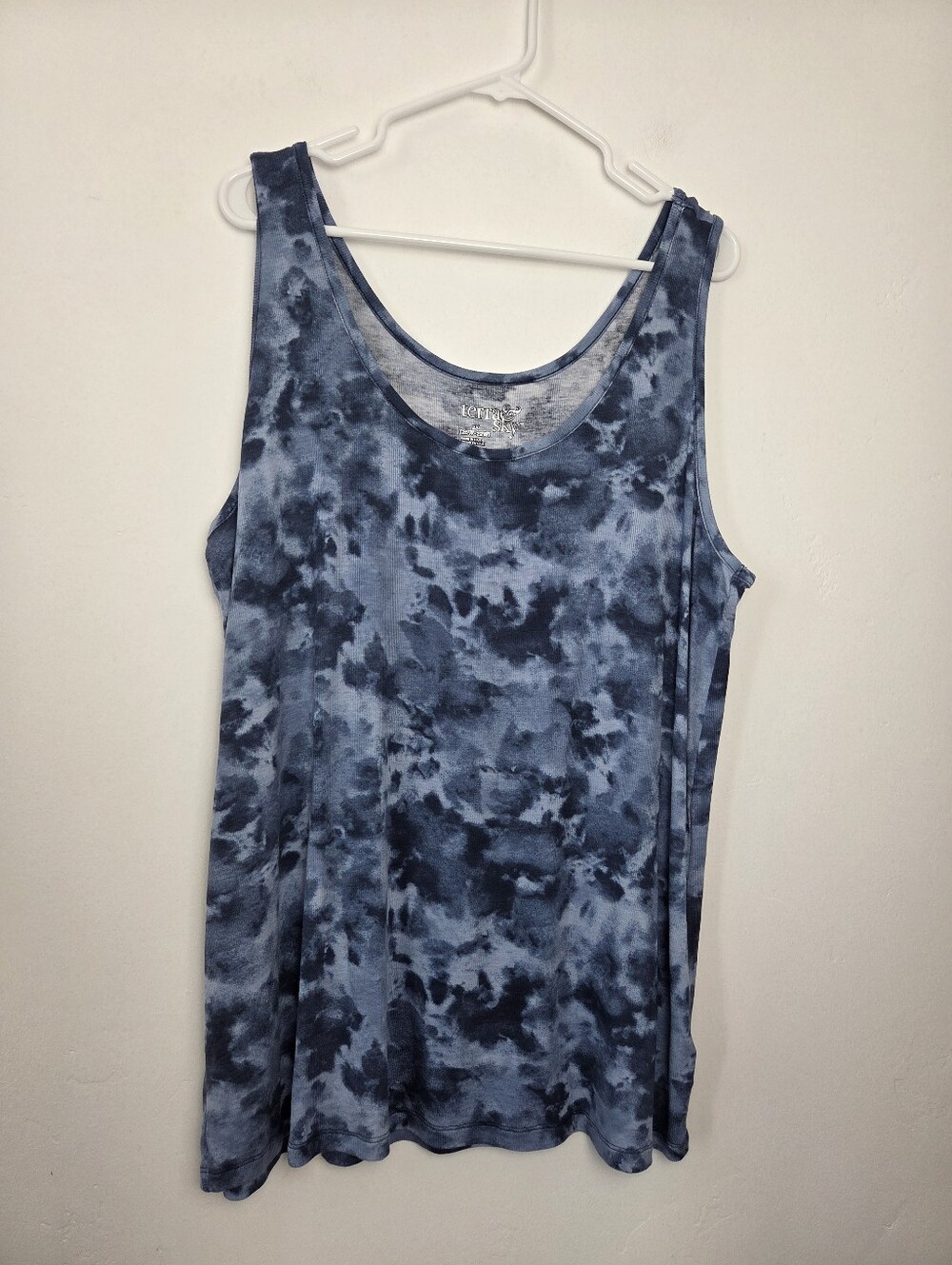 Terra & Sky Plus Size 2X 20W - 22W Cami Modal Cotton Tie Dye Blue Comfy Casual